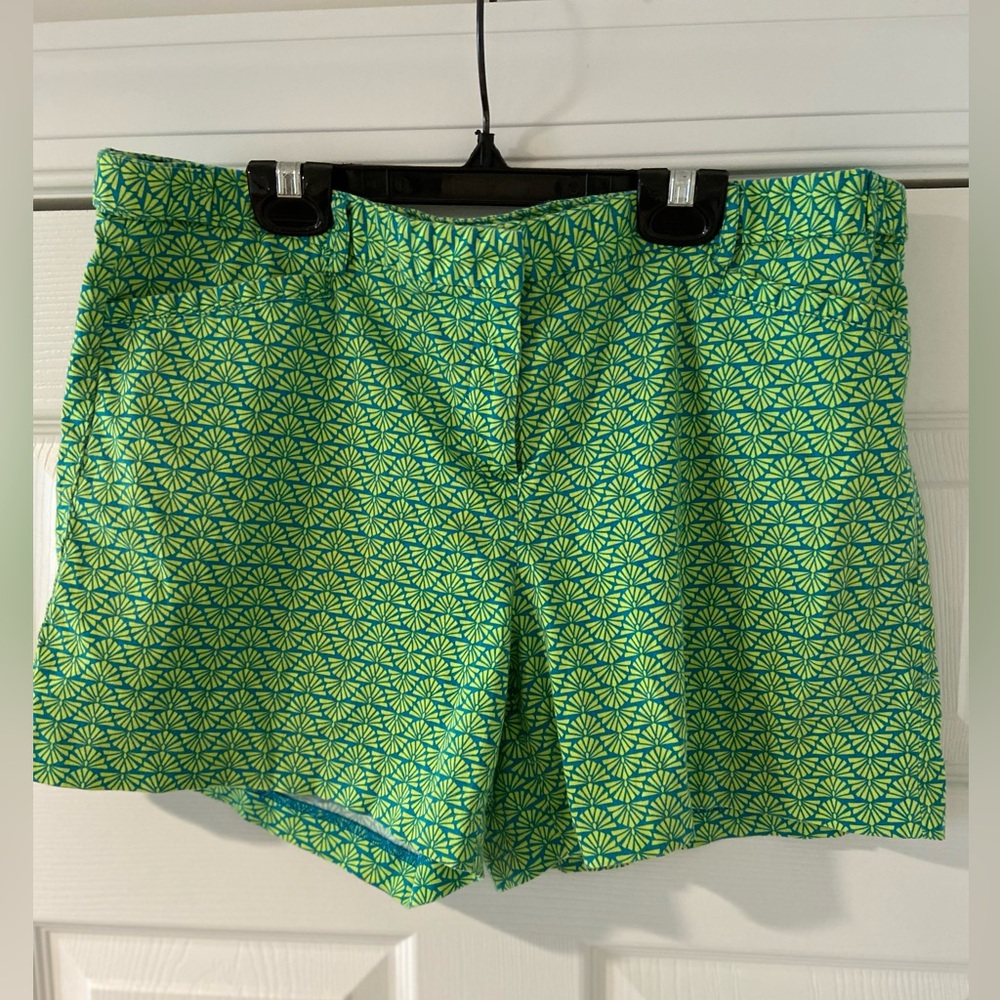 Laundry by Shelli Segal Women's Green Bright Blue Patterned Shorts Size 12